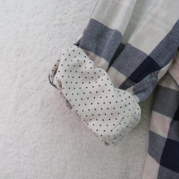 Lane Bryant Shirt Womens 22/24 Plaid Button Polka Dot Trim Roll Tab Sleeve - Picture 10 of 10